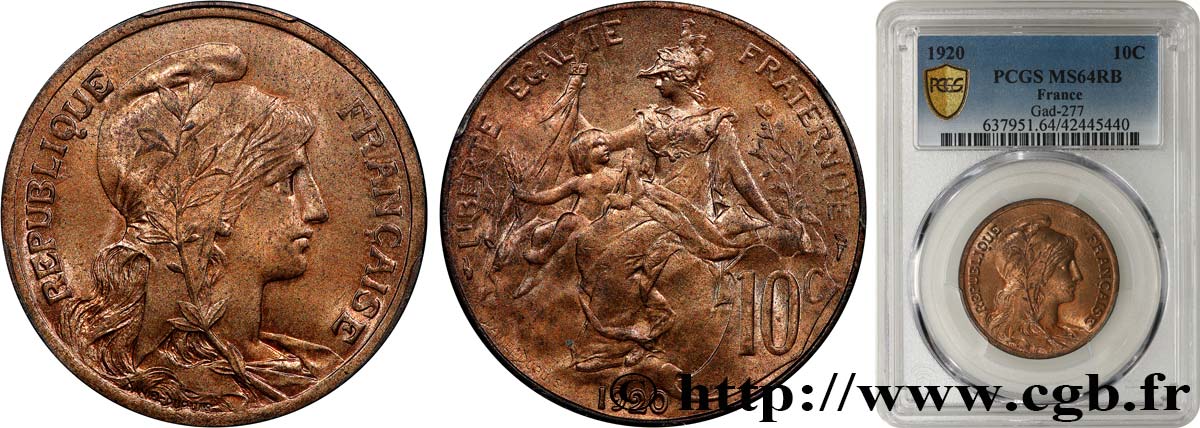 10 centimes Daniel-Dupuis 1920  F.136/29 fST64 PCGS