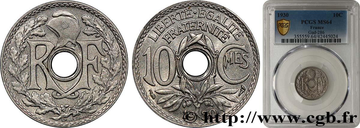 10 centimes Lindauer 1930  F.138/17 SPL64 PCGS