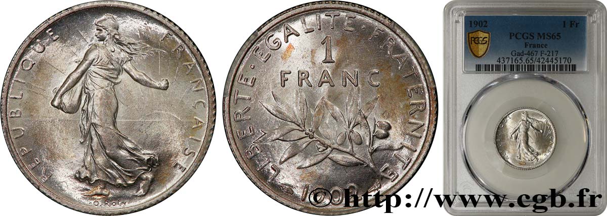1 franc Semeuse 1902 Paris F.217/7 MS65 PCGS