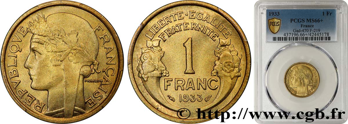 1 franc Morlon 1933 Paris F.219/4 MS66 PCGS