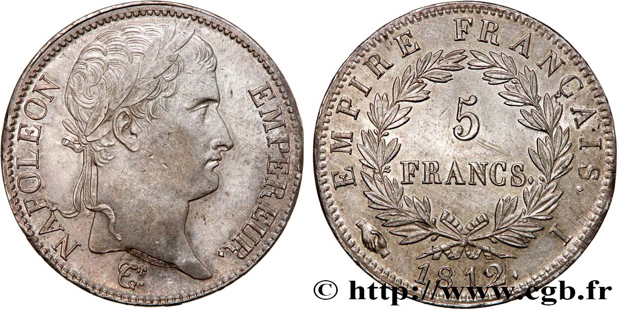 5 francs Napoléon Empereur, Empire français 1812 Limoges F.307/46 AU58 