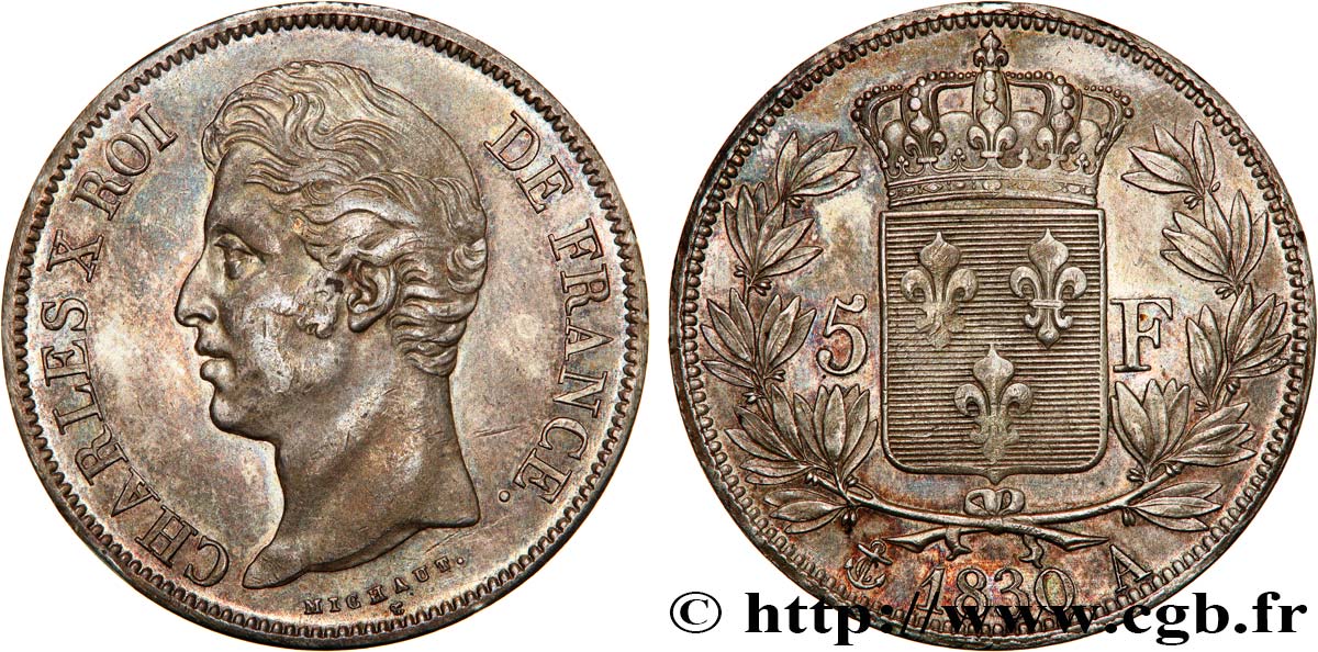 5 francs Charles X, 2e type 1830 Paris F.311/40 SUP55 