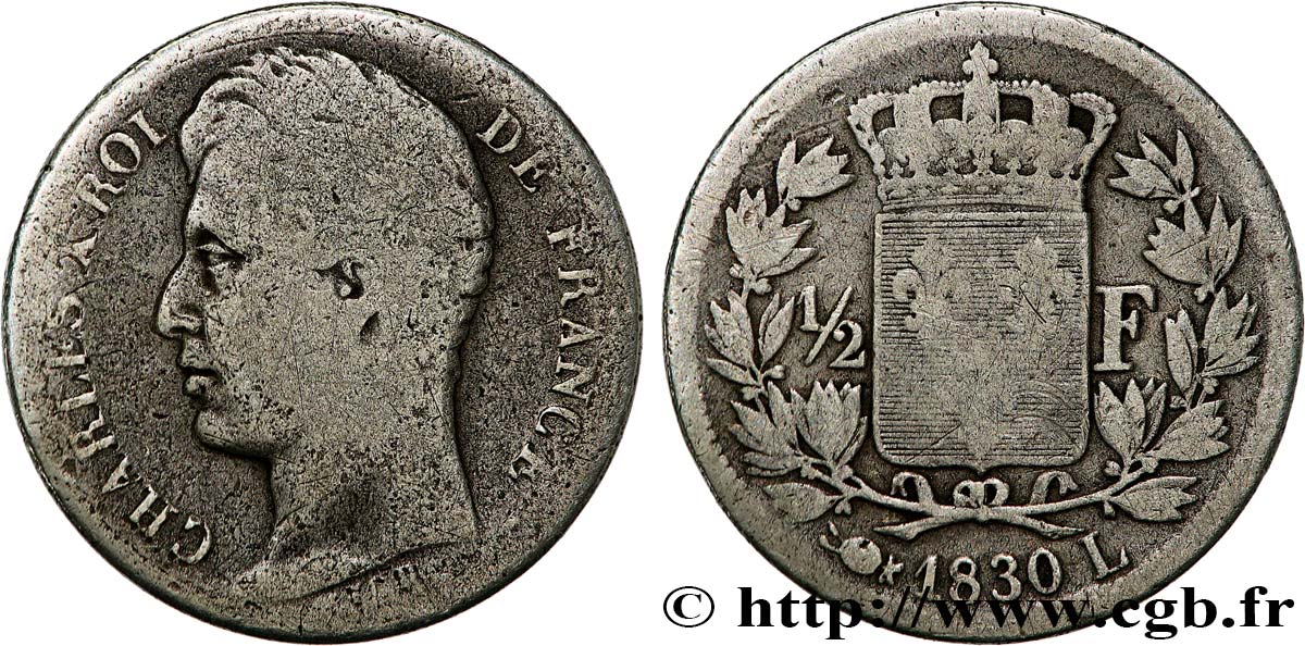 1/2 franc Charles X 1830 Bayonne F.180/52 B8 