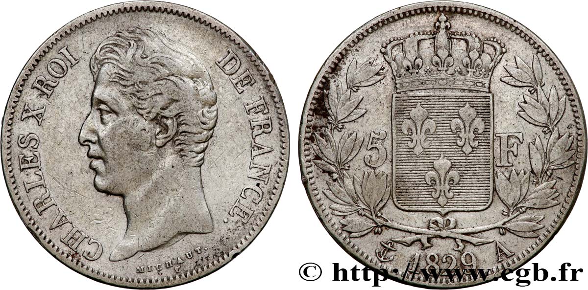 5 francs Charles X, 2e type 1829 Paris F.311/27 VF35 