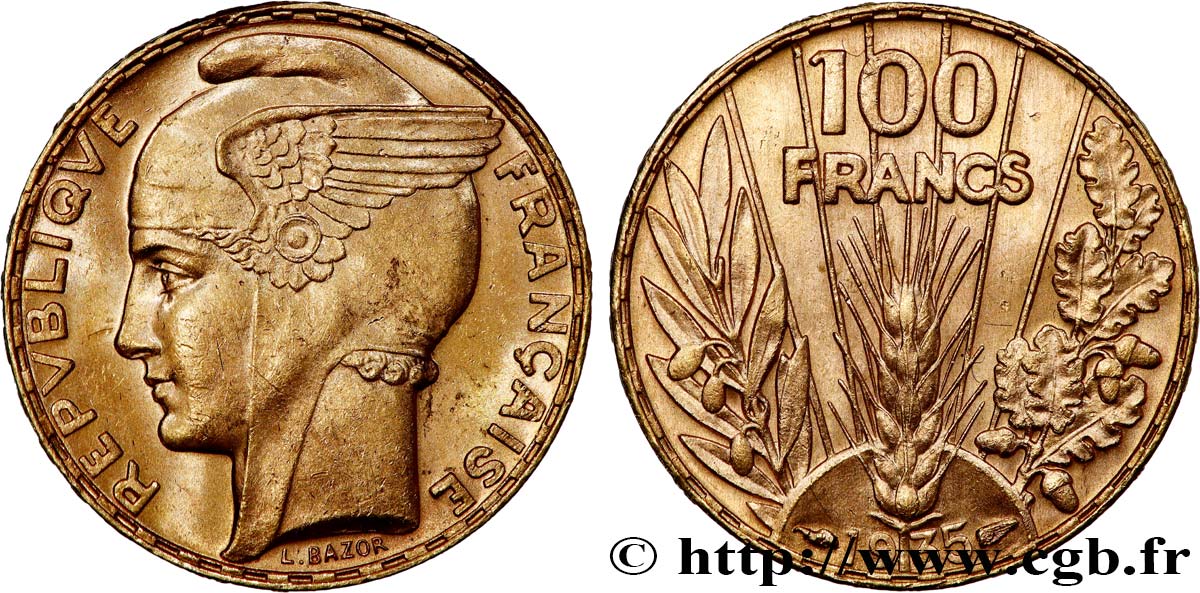 100 francs or, Bazor 1935 Paris F.554/6 SPL63 