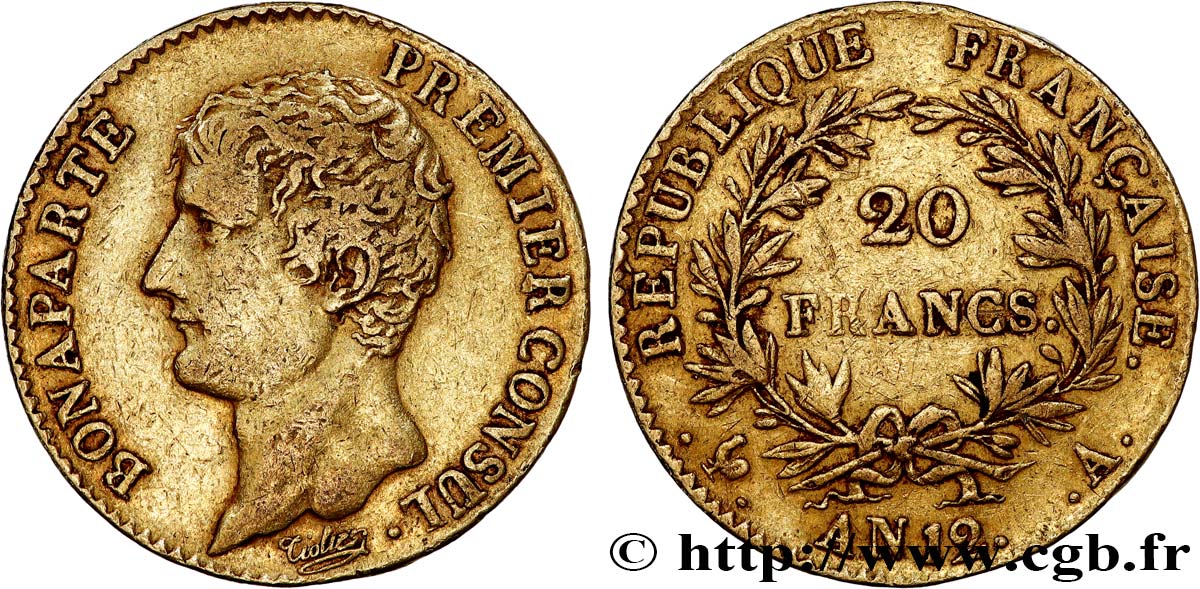 20 francs or Bonaparte Premier Consul 1804 Paris F.510/2 SS45 