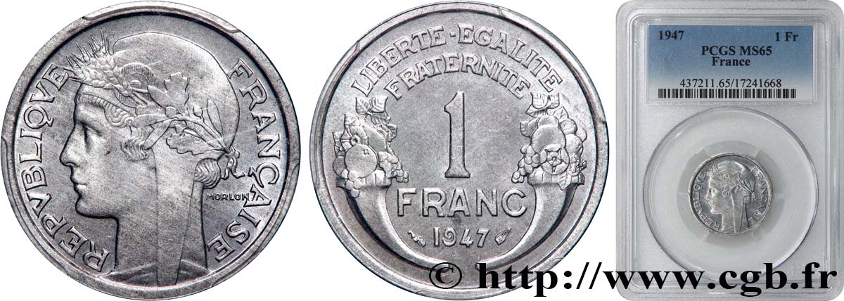 1 franc Morlon, légère 1947  F.221/11 MS65 PCGS