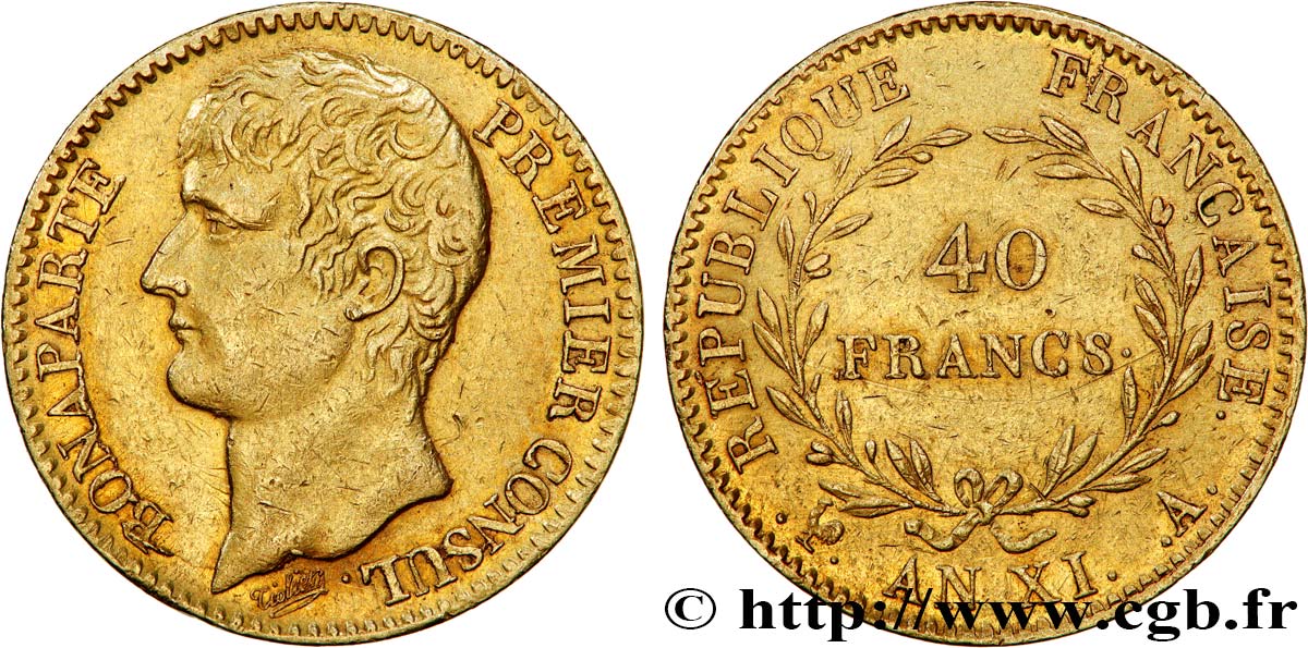 40 francs or Bonaparte Premier Consul 1803 Paris F.536/1 MBC+ 