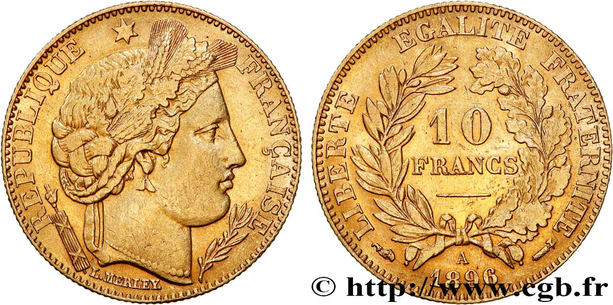 10 francs Cérès, Troisième république 1896 Paris F.508/4 MBC50 