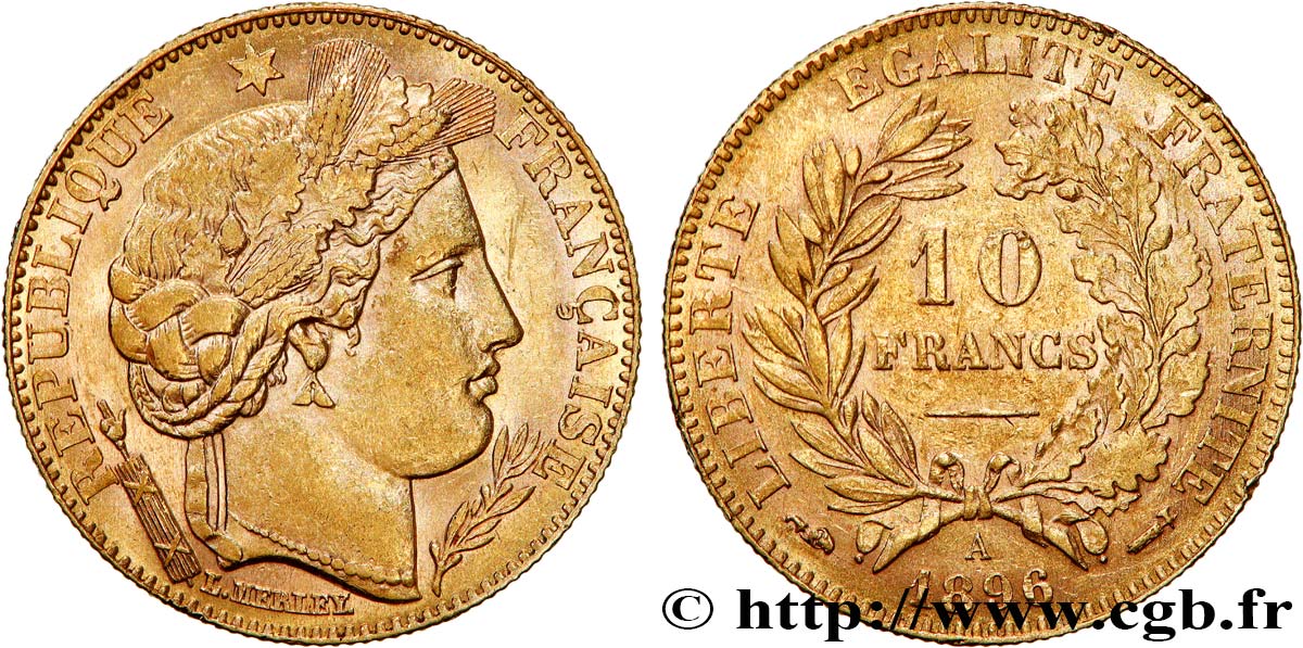 10 francs Cérès, Troisième république 1896 Paris F.508/4 TTB53 