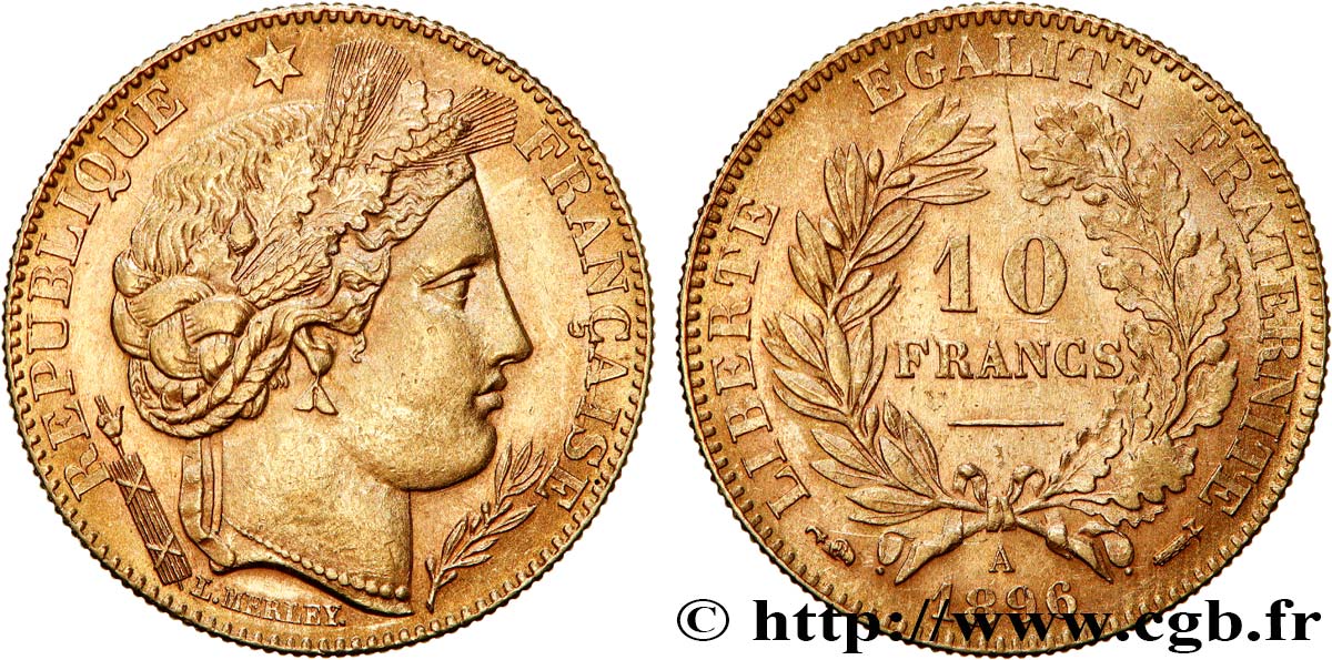 10 francs Cérès, Troisième république 1896 Paris F.508/4 SPL55 