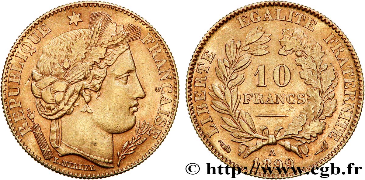 10 francs or Cérès, Troisième République 1899 Paris F.508/5 fVZ 