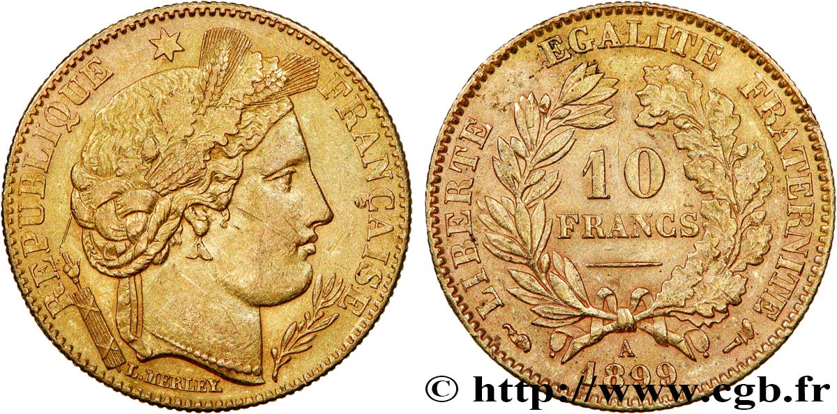 10 francs or Cérès, Troisième République 1899 Paris F.508/5 AU 