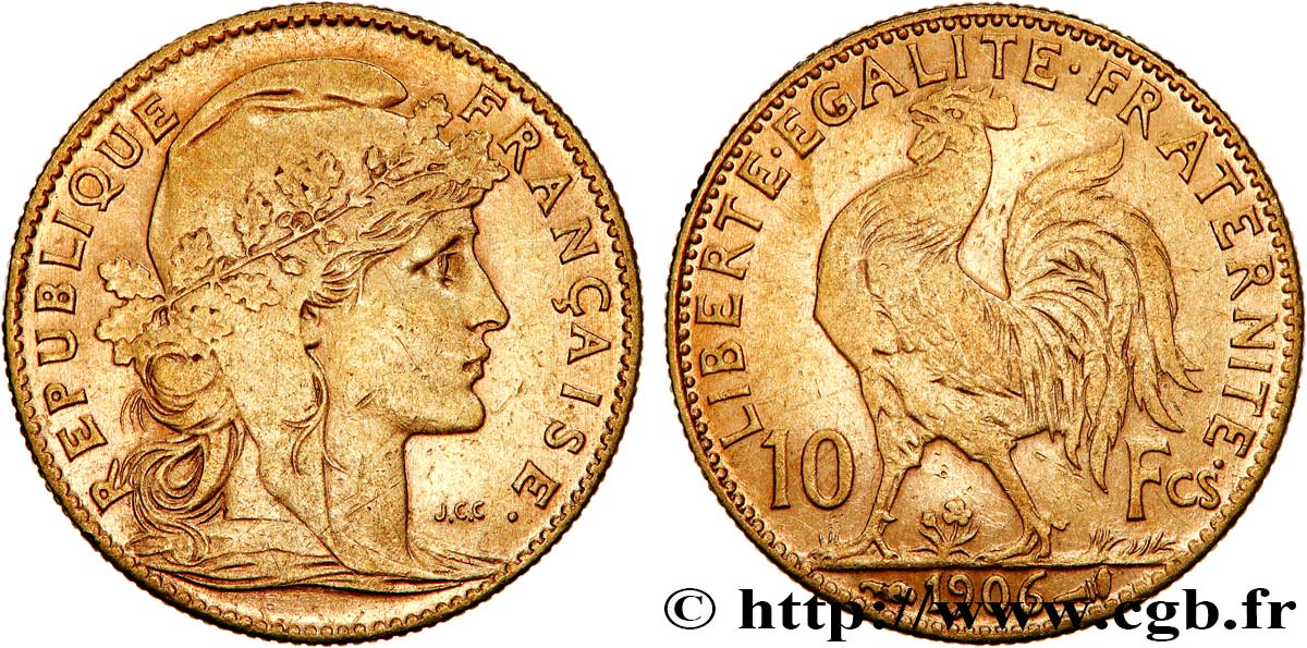 10 francs or Coq 1906 Paris F.509/7 TTB 