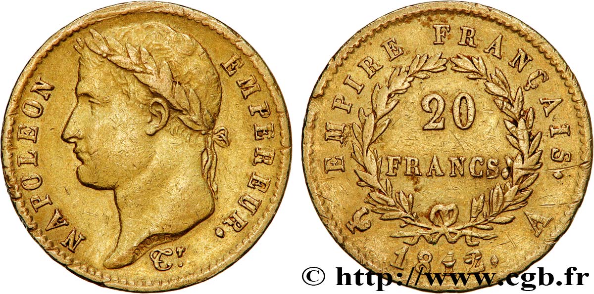 20 francs or Napoléon tête laurée, Empire français 1812 Paris F.516/22 MBC 