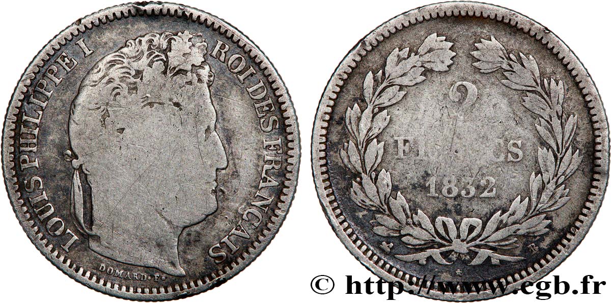2 francs Louis-Philippe 1832 Rouen F.260/5 SGE 