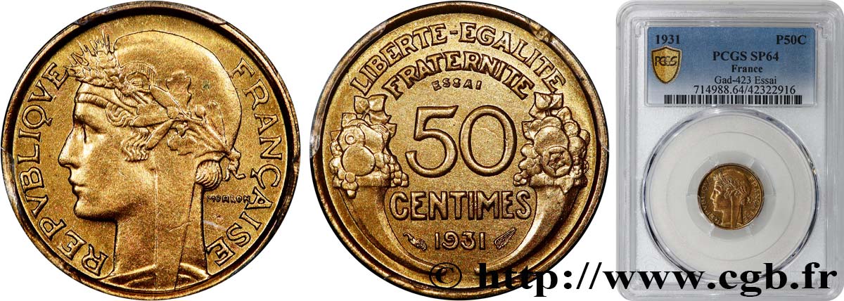 Essai de 50 centimes Morlon 1931  F.192/1 SC64 PCGS
