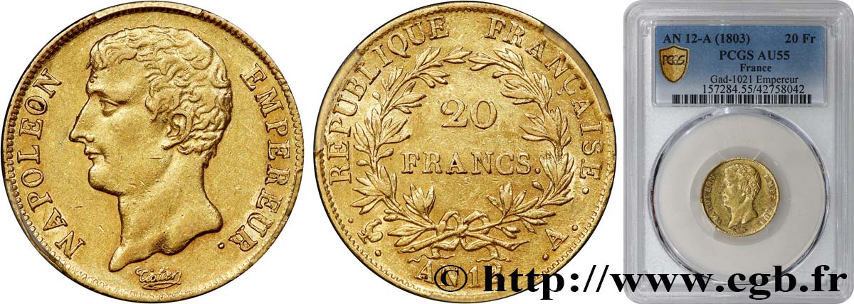 20 francs or Napoléon Empereur, buste intermédiaire 1804 Paris F.511/1 AU55 PCGS