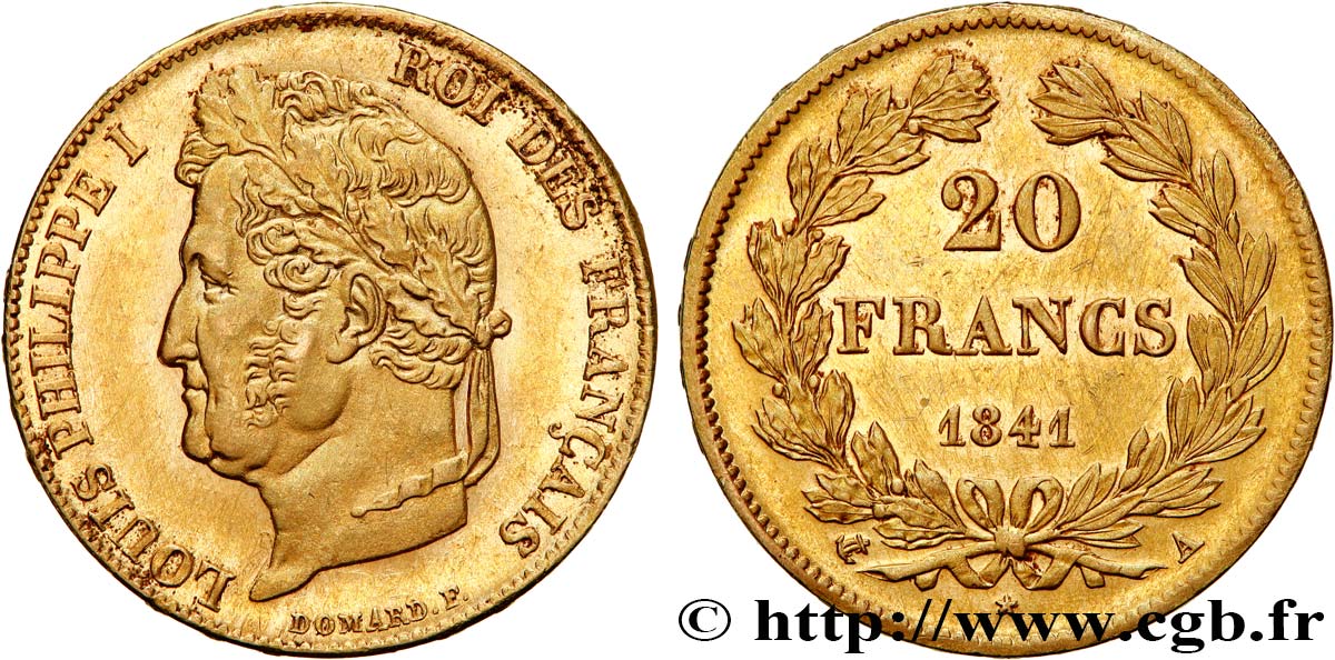 20 francs or Louis-Philippe, Domard 1841 Paris F.527/25 VZ 