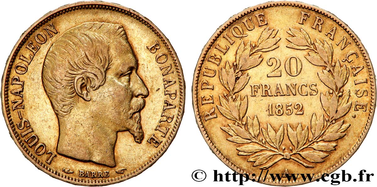 20 francs or Louis-Napoléon 1852 Paris F.530/1 SS 