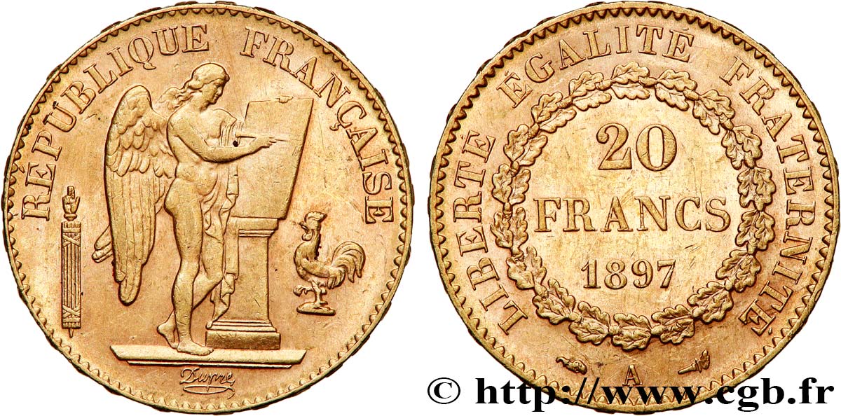 20 francs or Génie, Troisième République 1897 Paris F.533/22 SUP55 
