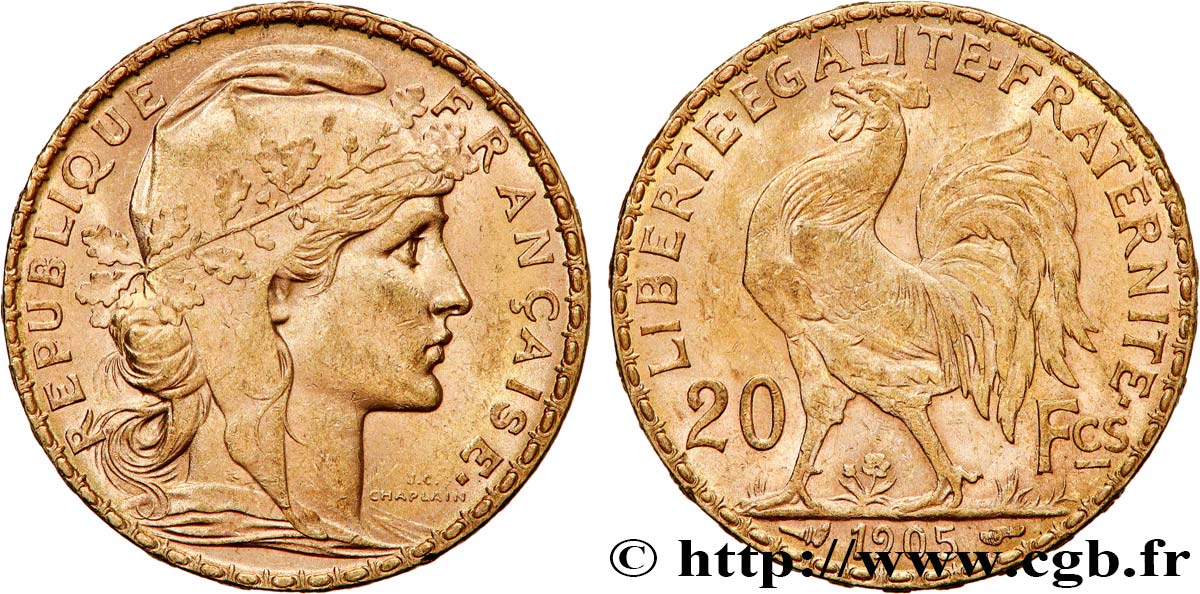20 francs or Coq, Dieu protège la France 1905 Paris F.534/10 TTB+ 