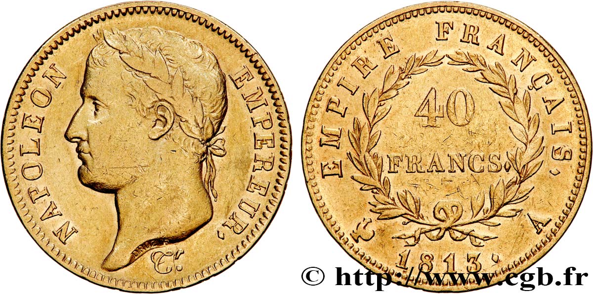 40 francs Napoléon tête laurée, Empire français 1813 Paris F.541/11 TTB45 