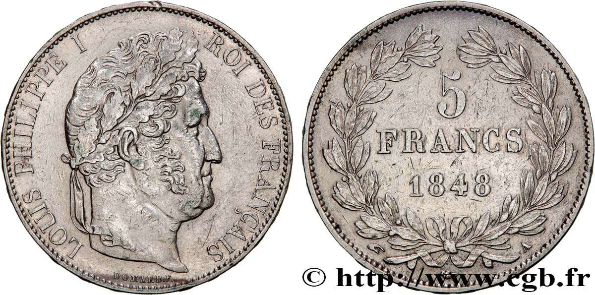 5 francs IIIe type Domard 1848 Paris F.325/17 XF 