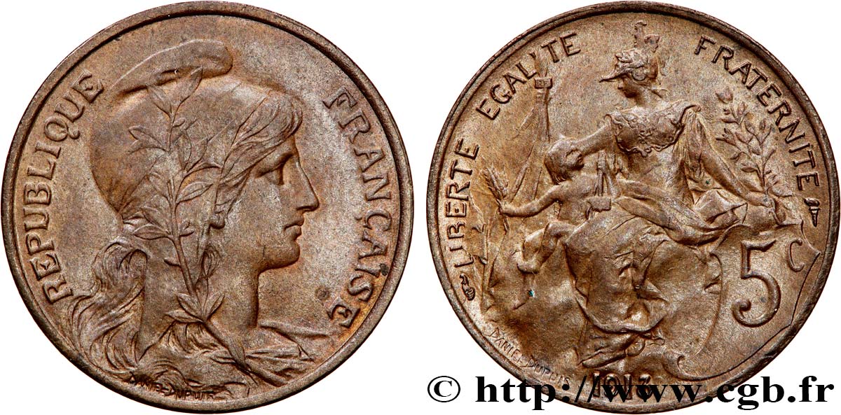 5 centimes Daniel-Dupuis 1913  F.119/25 SPL62 