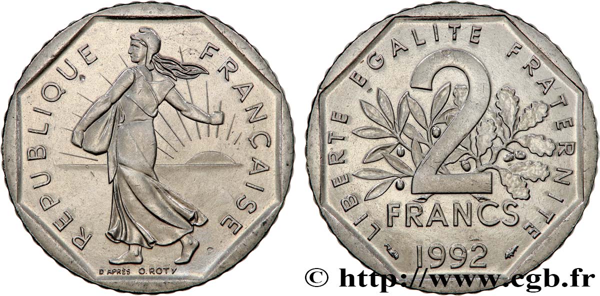 2 francs Semeuse, nickel 1992 Pessac F.272/17 SPL63 