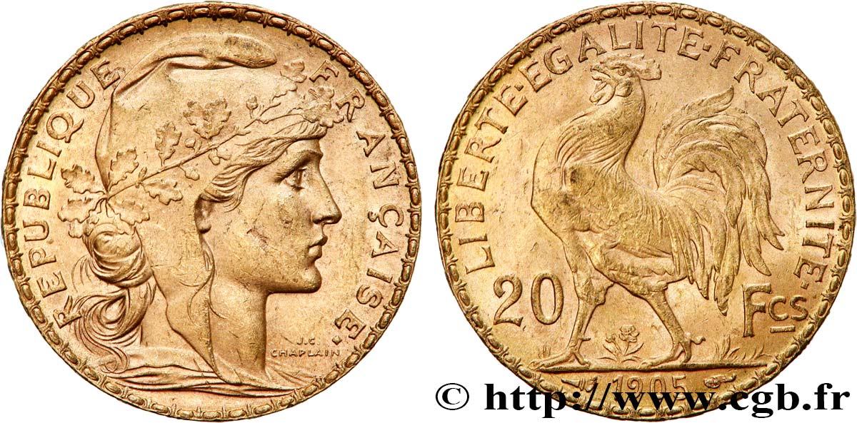 20 francs or Coq, Dieu protège la France 1905 Paris F.534/10 TTB+ 