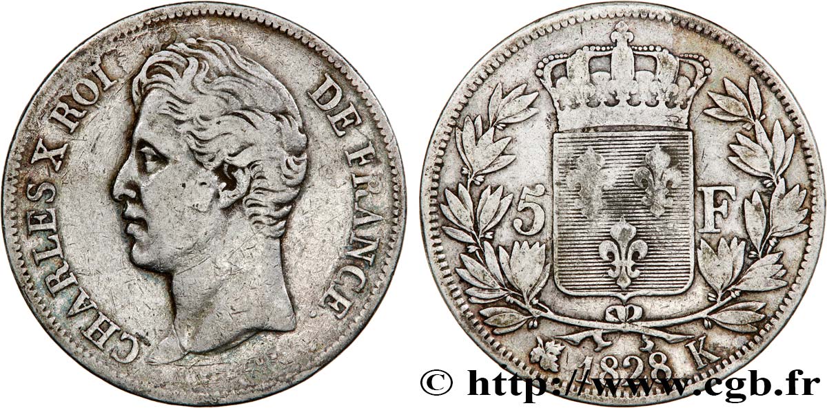 5 francs Charles X, 2e type 1828 Bordeaux F.311/20 BC 