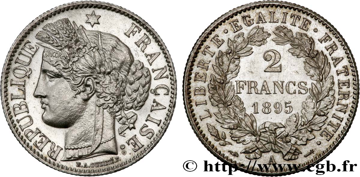 2 francs Cérès, avec légende 1895 Paris F.265/17 fST 