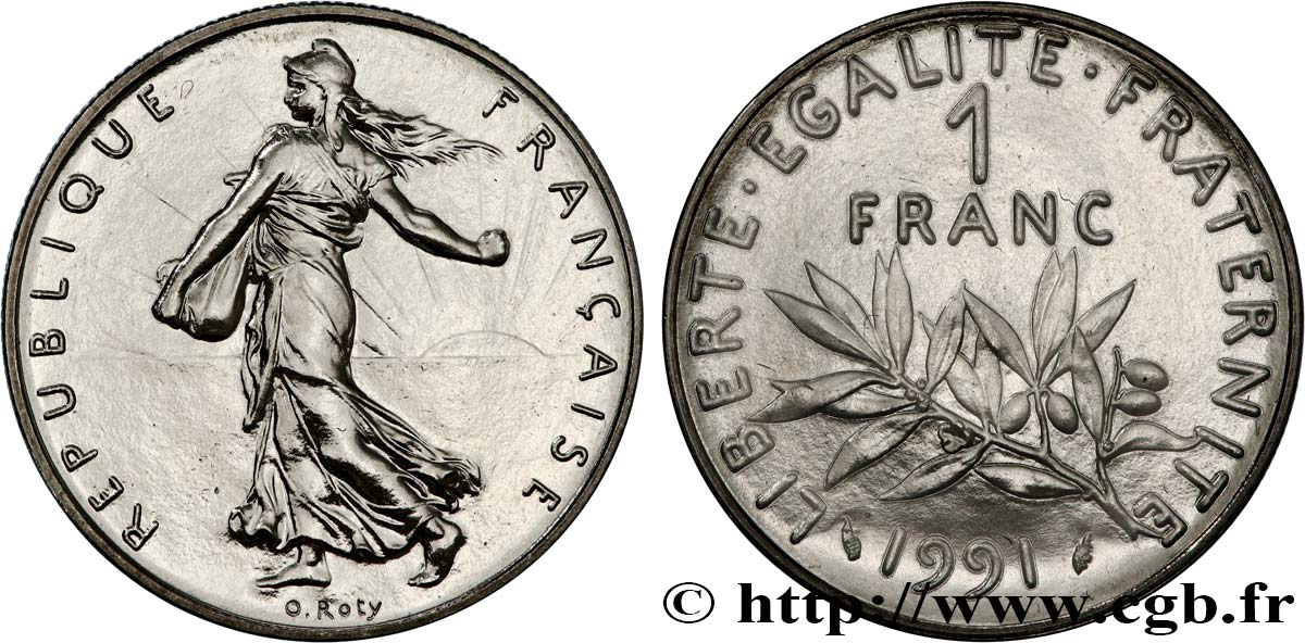 1 franc Semeuse, nickel, BU (Brillant Universel), frappe médaille 1991 Pessac F.226/37 ST 