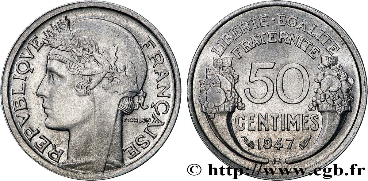 50 centimes Morlon, légère 1947 Beaumont-Le-Roger F.194/11 SUP62 