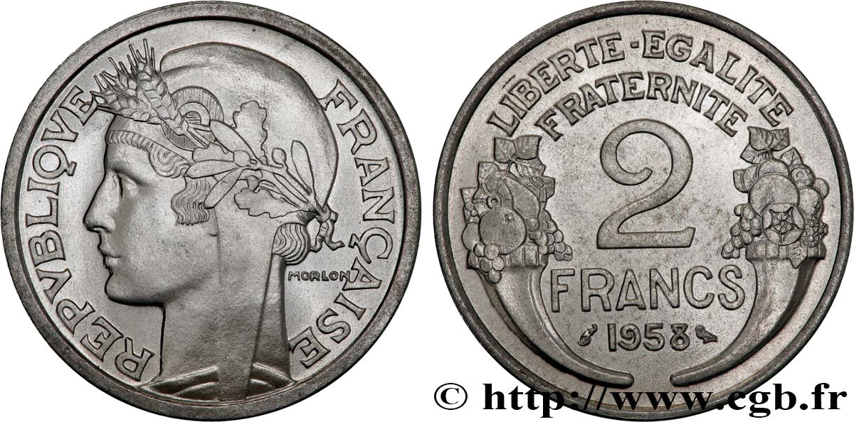 2 francs Morlon, aluminium 1958  F.269/18 FDC65 