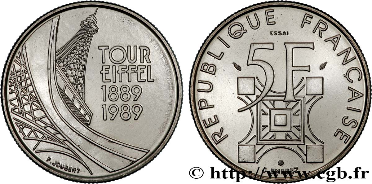 Essai de 5 francs Tour Eiffel 1989 Pessac F.342/1 FDC65 
