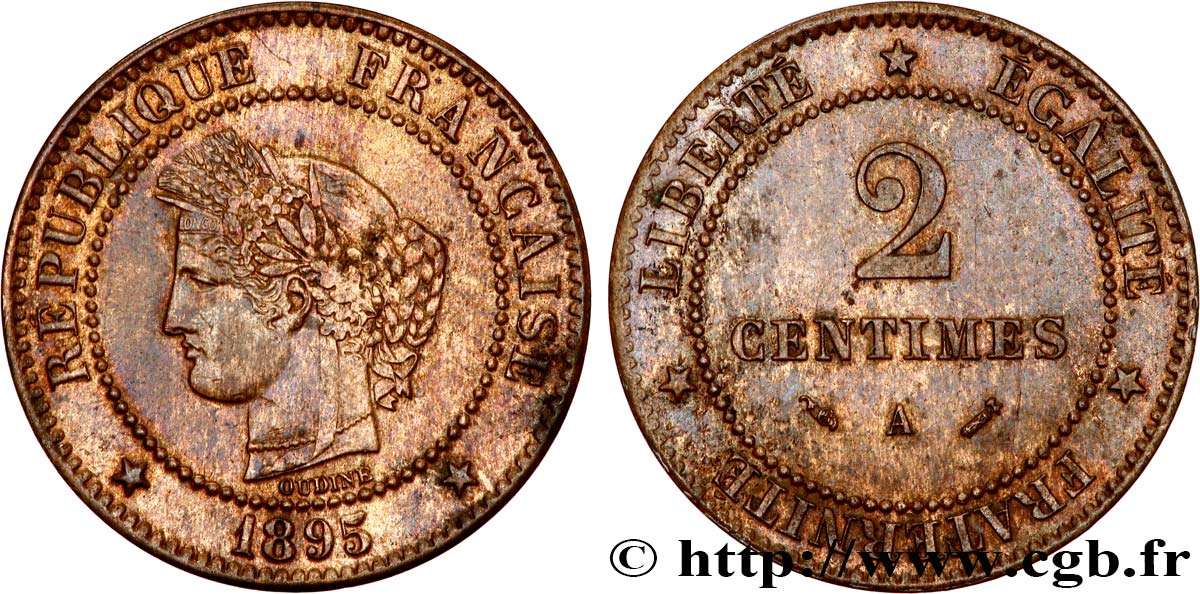 2 centimes Cérès 1895 Paris F.109/21 SUP55 