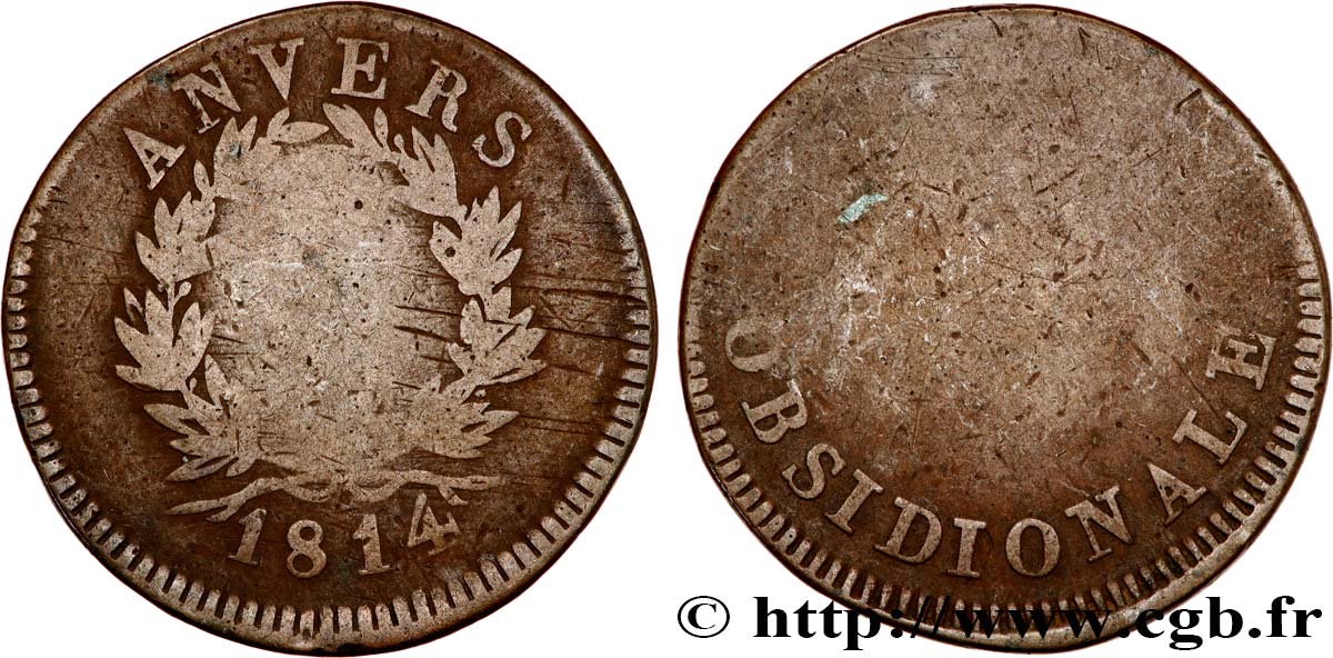 5 cent. Anvers à l’N, frappe de l’atelier de Wolschot 1814 Anvers F.115B/2 AB 