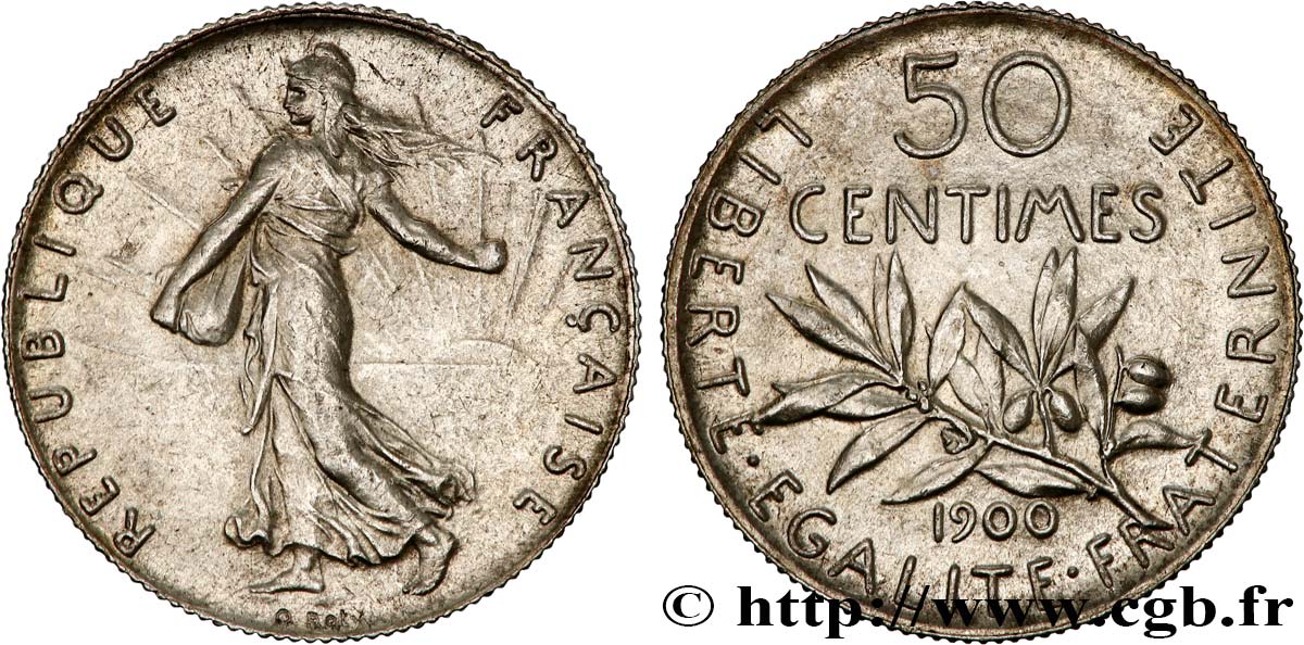 50 centimes Semeuse 1900 Paris F.190/6 MS61 