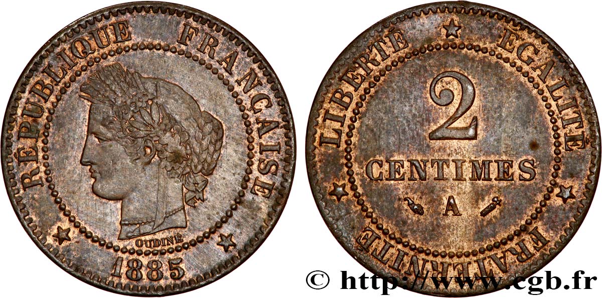 2 centimes Cérès 1885 Paris F.109/11 SUP60 