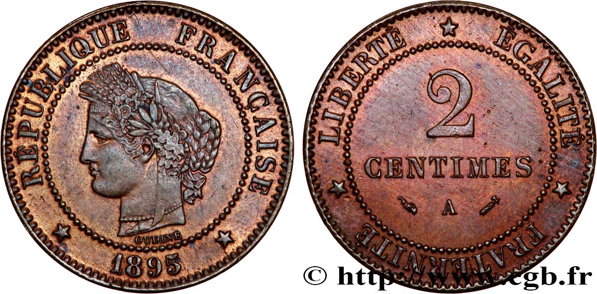 2 centimes Cérès 1895 Paris F.109/21 TTB+ 