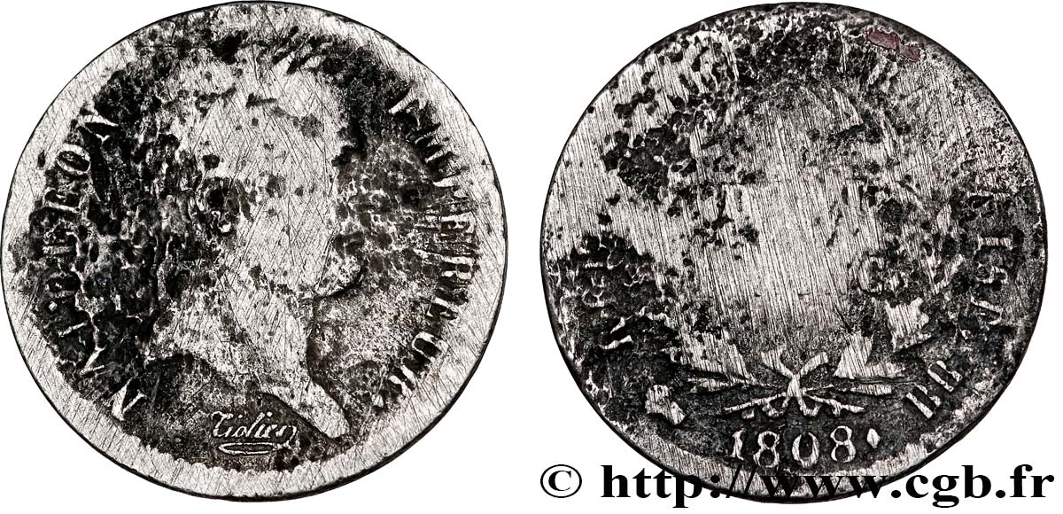 Demi-franc Napoléon Ier tête laurée, République française, buste fin 1808 Strasbourg F.177/4 AB 