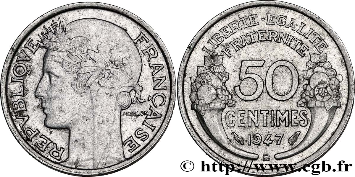 50 centimes Morlon, légère 1947 Beaumont-le-Roger F.194/11 BB50 