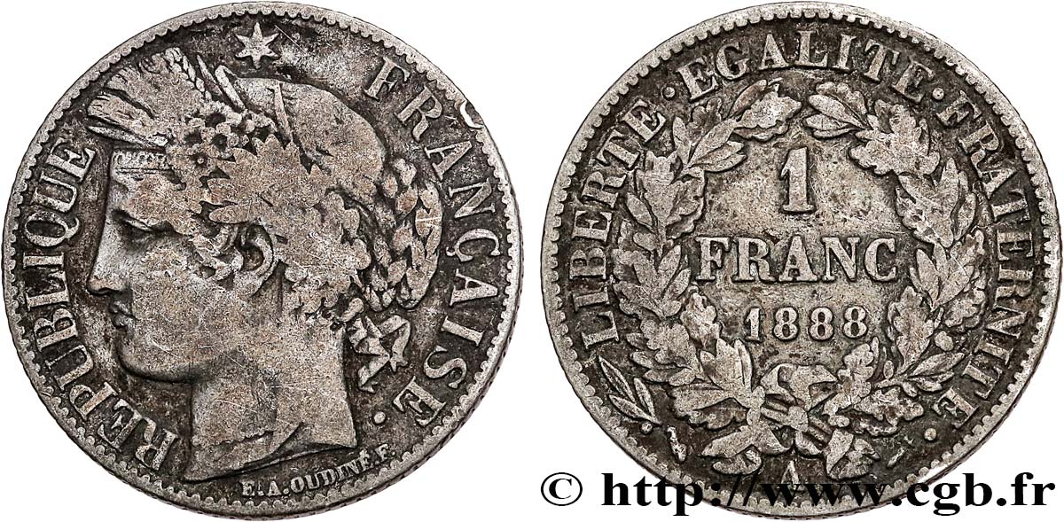 1 franc Cérès, Troisième République 1888 Paris F.216/10 MB 