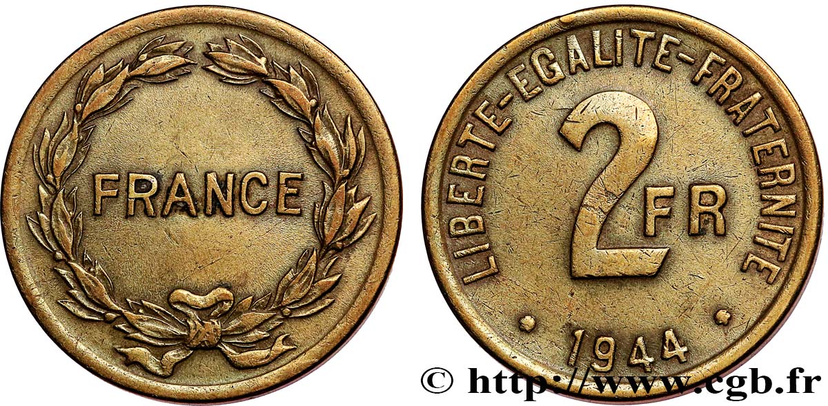 2 francs France 1944  F.271/1 XF 