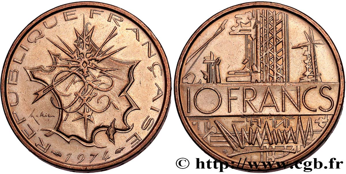 10 francs Mathieu 1974 Pessac F.365/2 MS62 