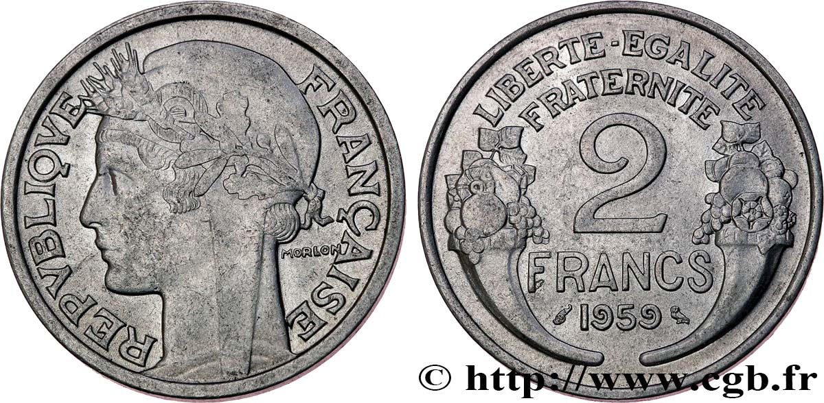 2 francs Morlon, aluminium 1959  F.269/19 SUP58 