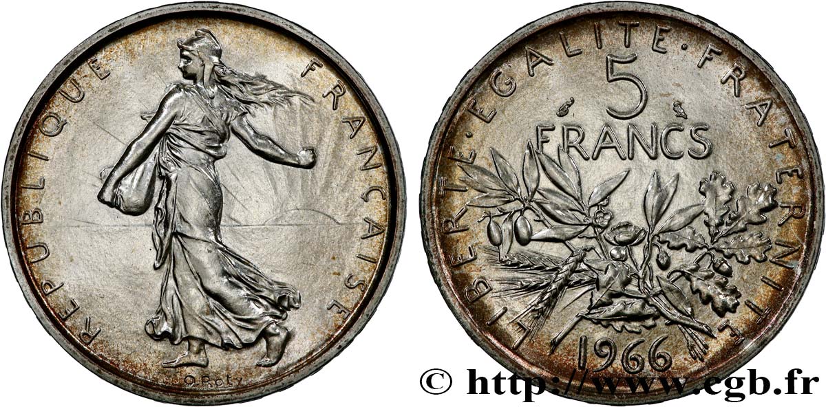 5 francs Semeuse, argent 1966 Paris F.340/10 ST 