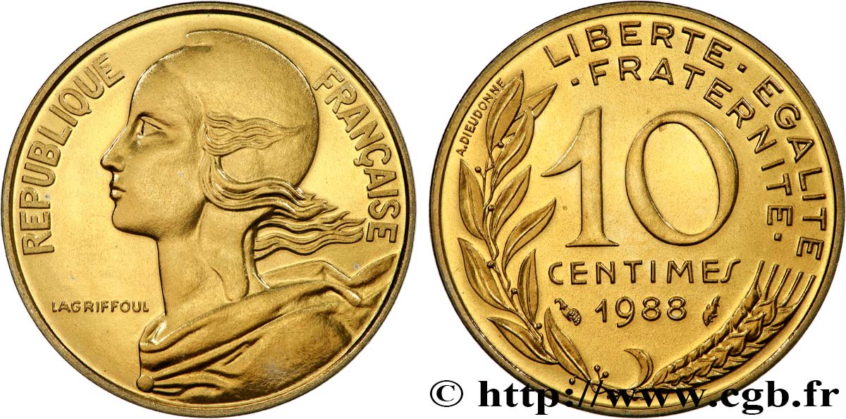 10 centimes Marianne, Brillant Universel 1988 Pessac F.144/28 ST 